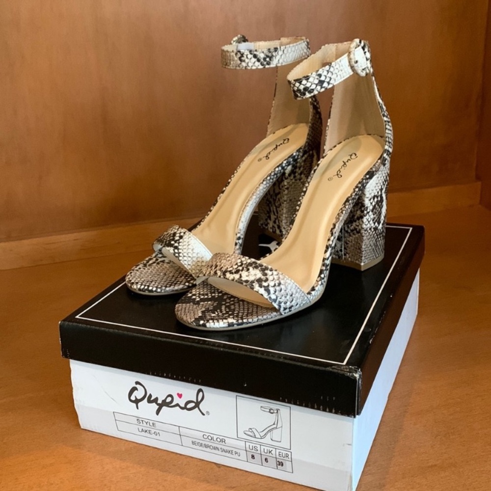 COURTNEY-Snake Skin Print Chunky Heel Sandal - Picture 8 of 12
